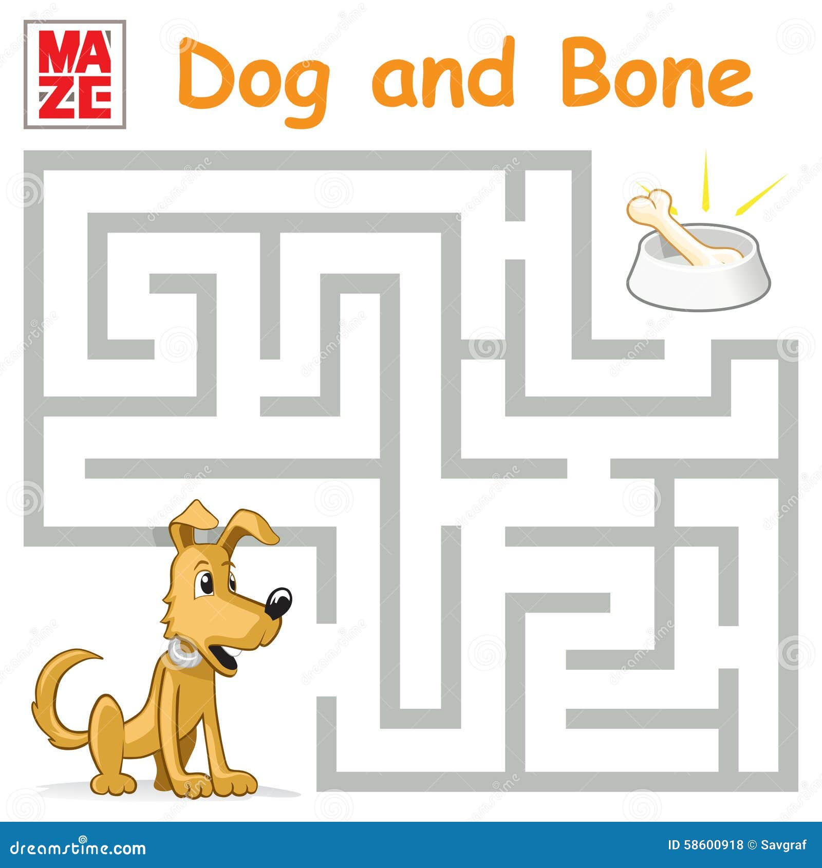 Download Funny Maze Game Cartoon Dog Find The Bone Stock Vector Illustration Of Animal Concept 58600918