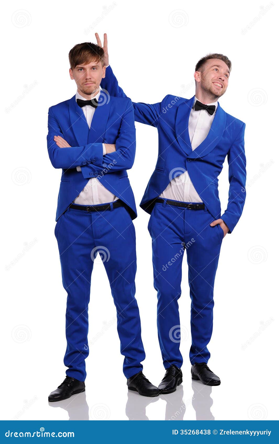 Funny Men Dressed in Blue Suite Stock Photo Image of expression, head 35268438