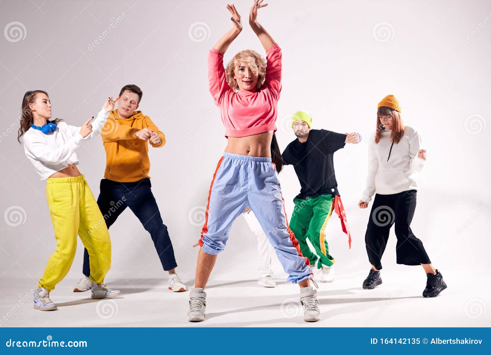 Funny Men and Women Dancing Hip-hop at Studio Stock Image - Image of  energy, dancer: 164142135