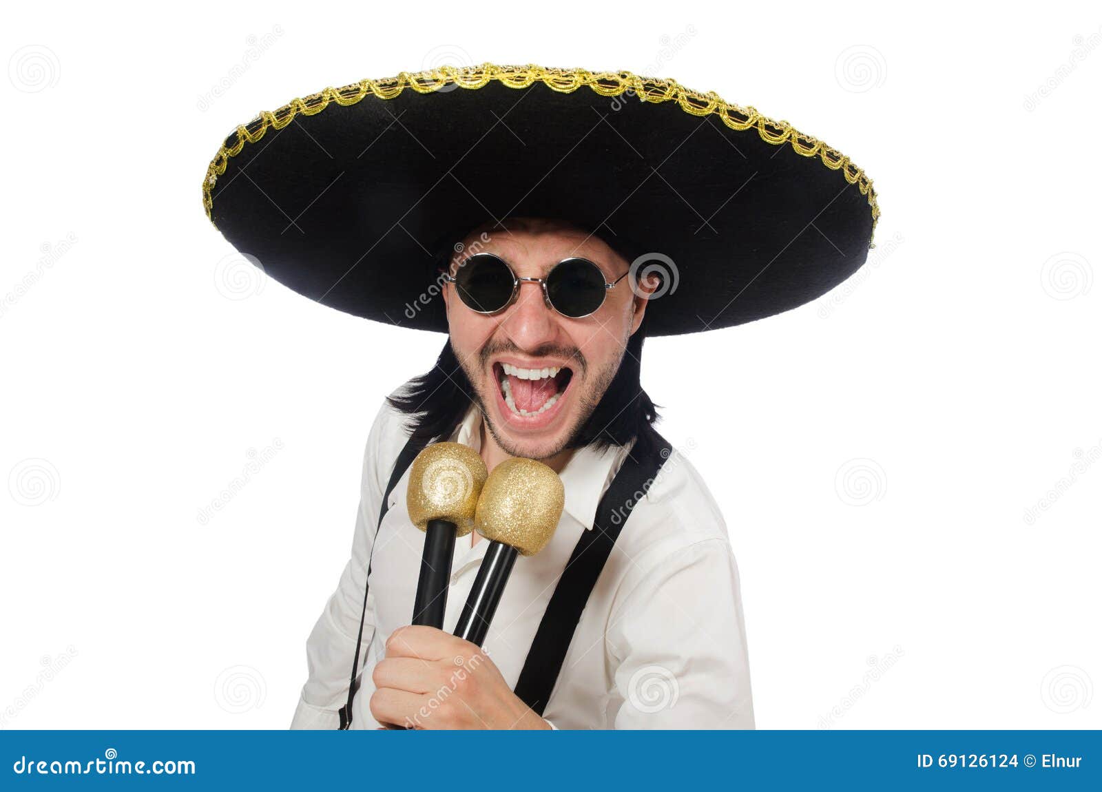 The Funny Mexican with Maracas Isolated on White Stock Photo Image of