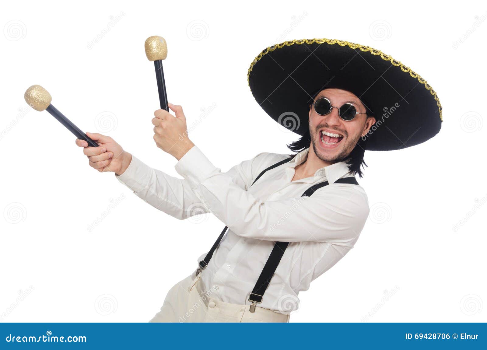 The Funny Mexican with Maracas Isolated on White Stock Photo Image of