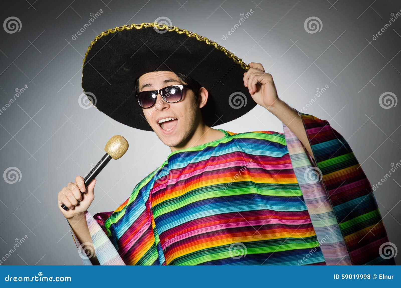 Funny Mexican Singing in Karaoke Stock Photo Image of clothing, mustache 59019998