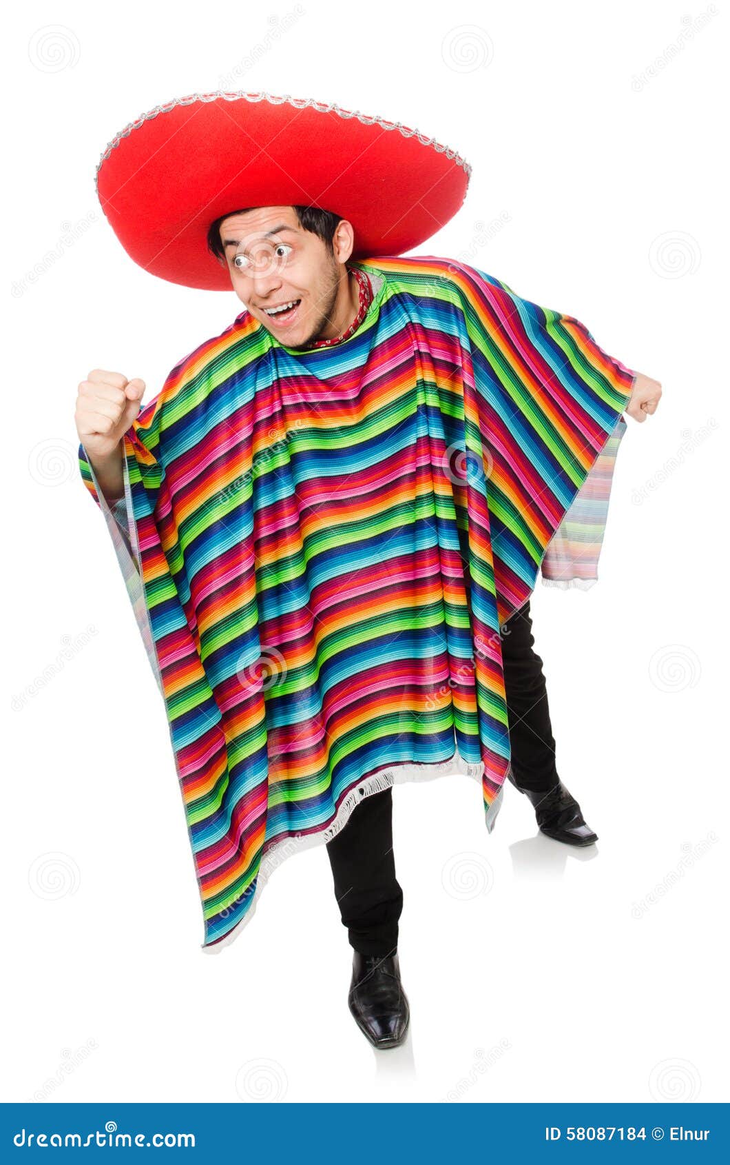 Funny Mexican Wearing Poncho Isolated on White Stock Photo Image of