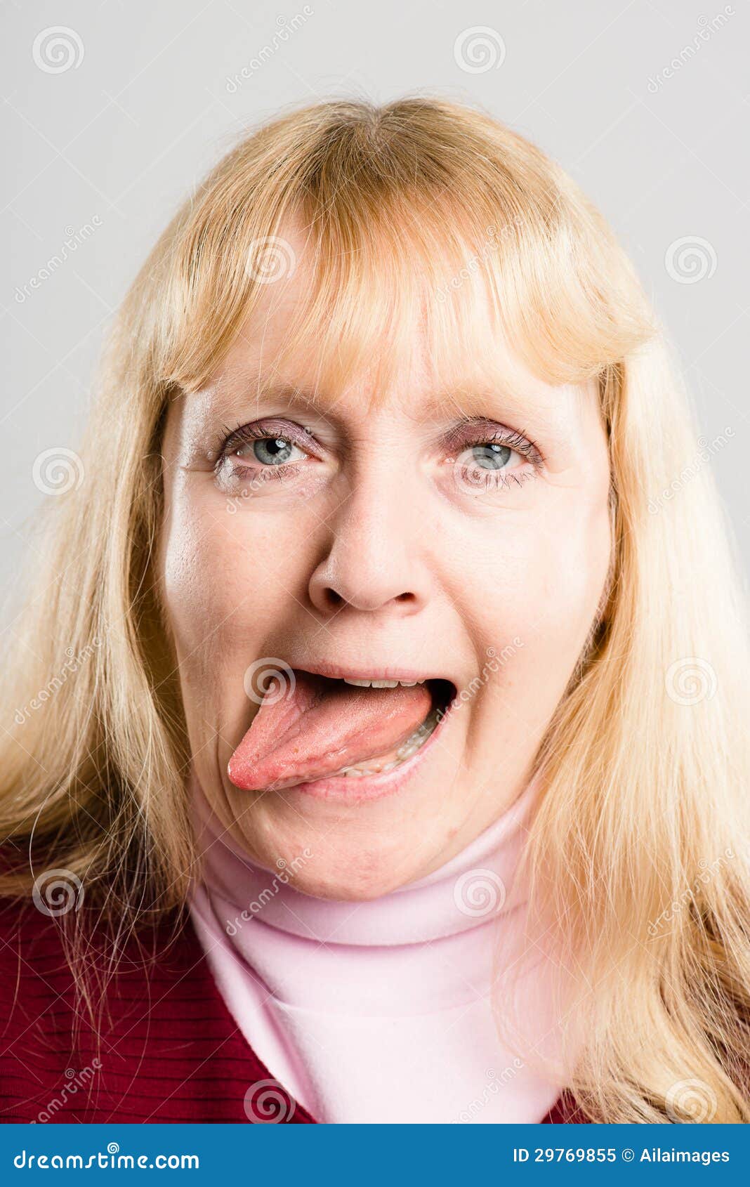 Funny Woman Portrait Real People High Definition Grey Background Stock Image Image of real