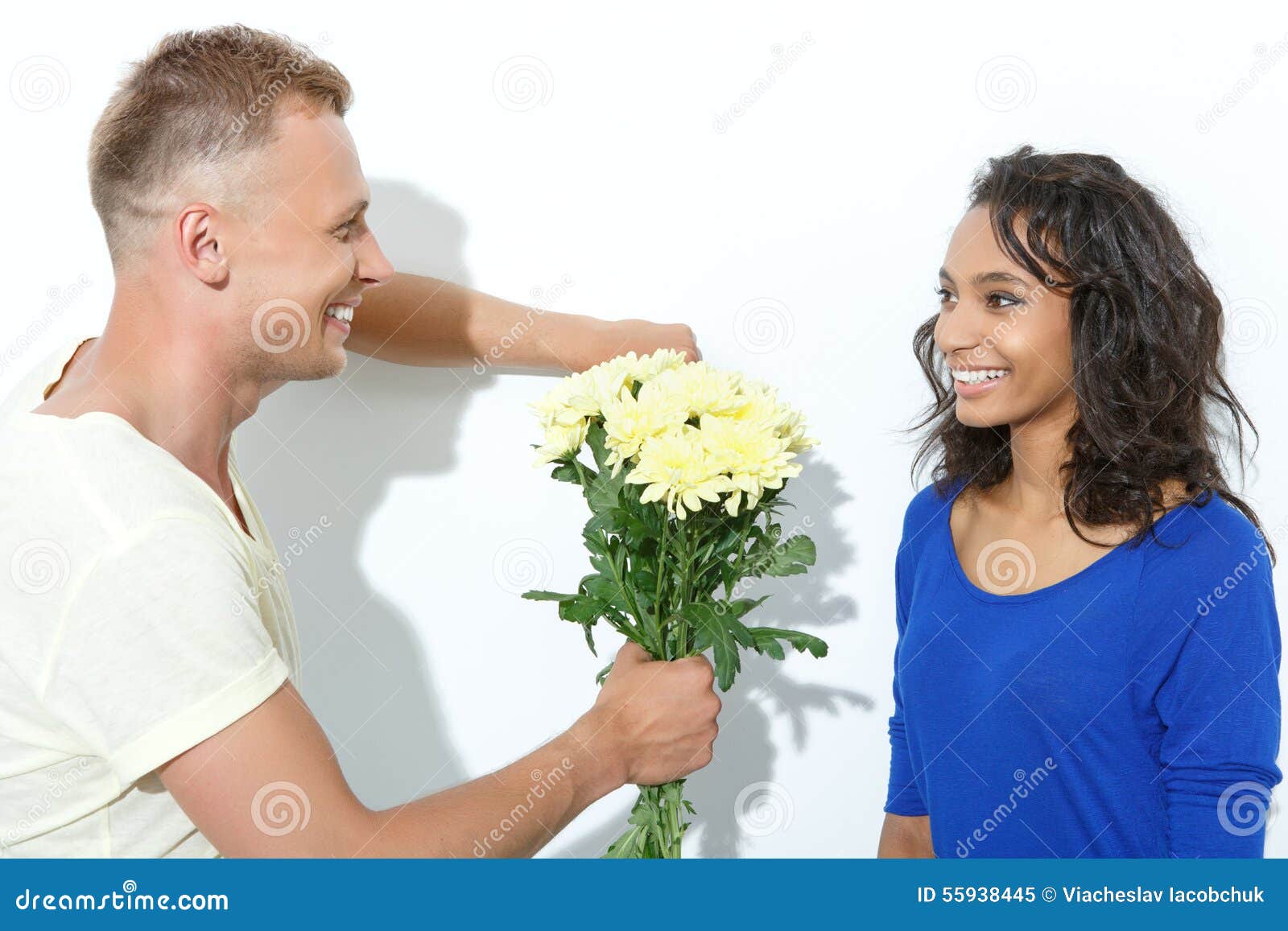  Funny  Mixed  Couple  Isolated On White Stock Image Image 