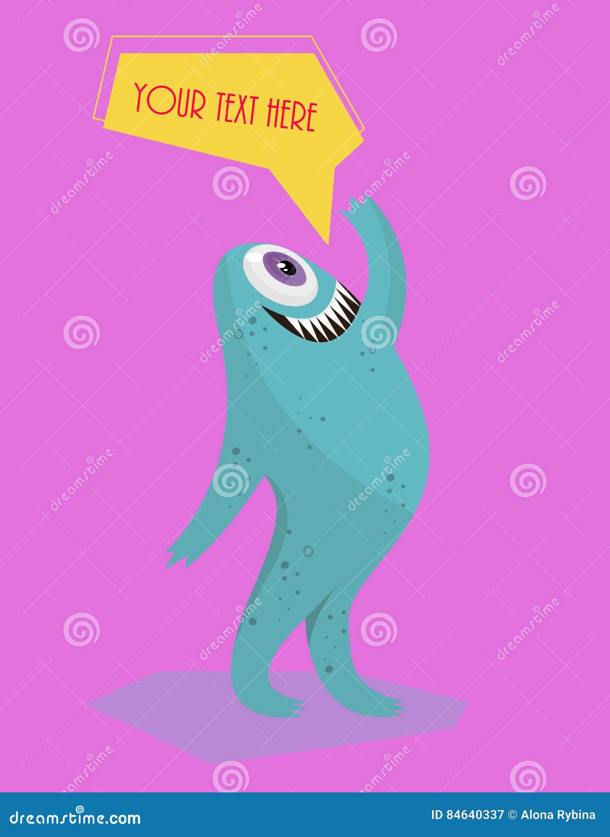 Funny Monster Waving His Hand. Geometric Colorful Background. Cartoon  Character .Dialogue . Stock Vector - Illustration of shout, children:  84640337