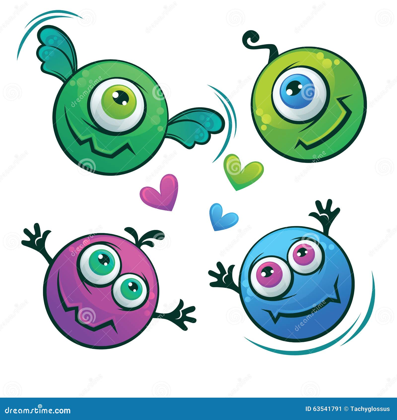 Funny monsters stock vector. Illustration of glossy, circle - 63541791