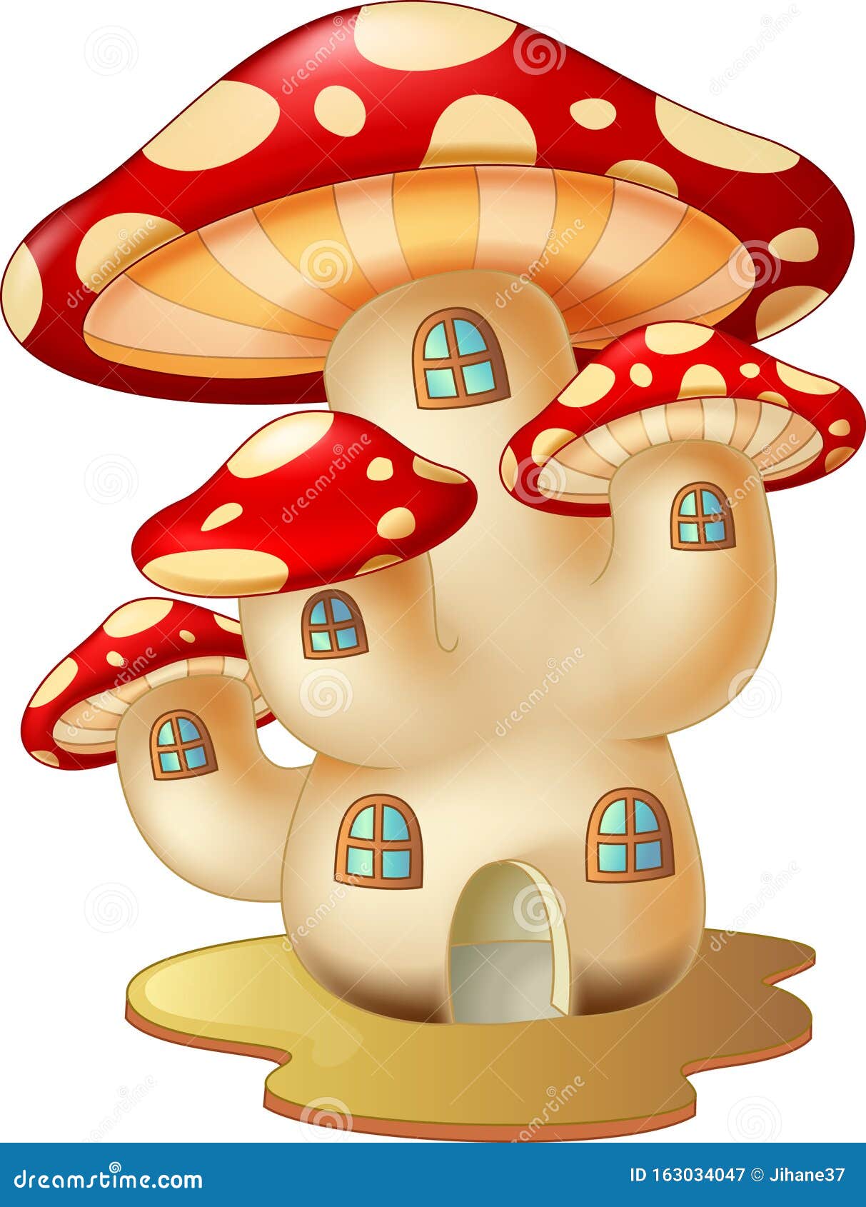 Funny Mushroom House Cartoon Stock Illustration - Illustration of  character, mess: 163034047