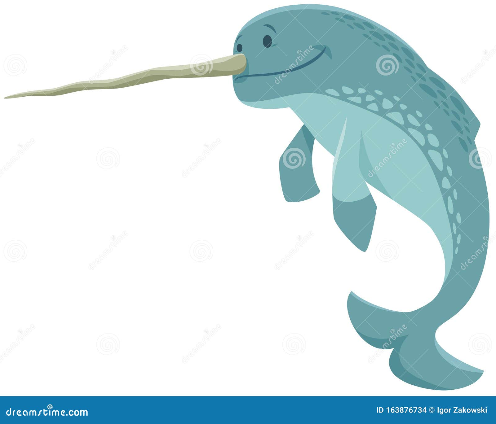 funny narwhal cartoon animal character