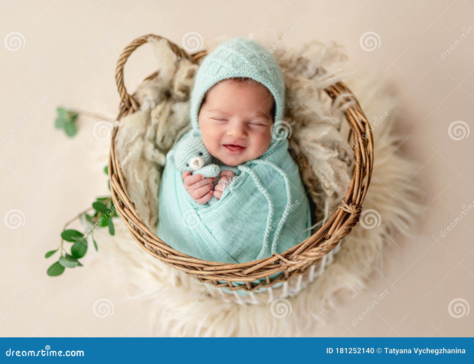Funny Newborn Smiling in Dream Stock Photo - Image of baby, pose: 181252140