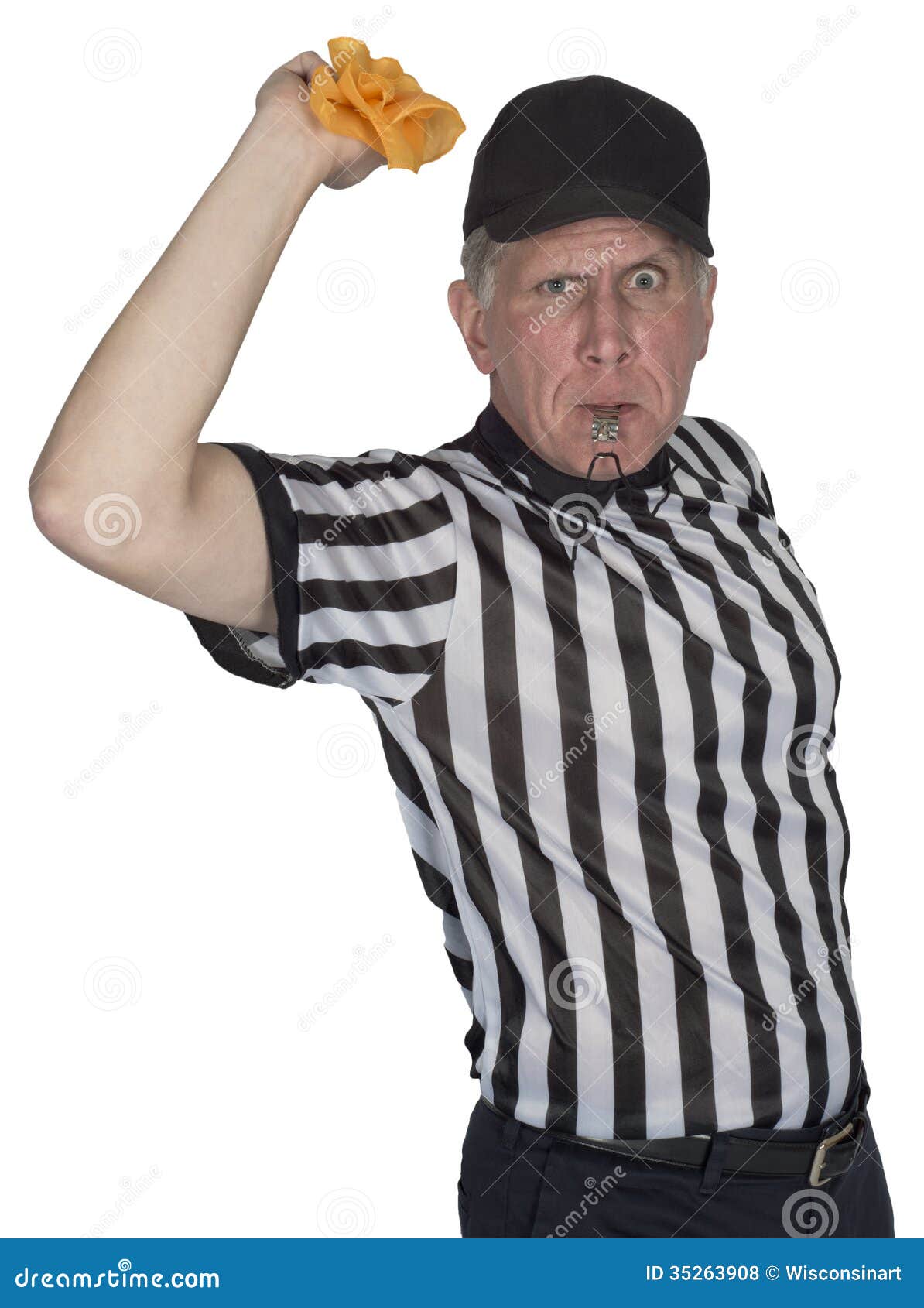 funny nfl football referee or umpire, penalty flag, 