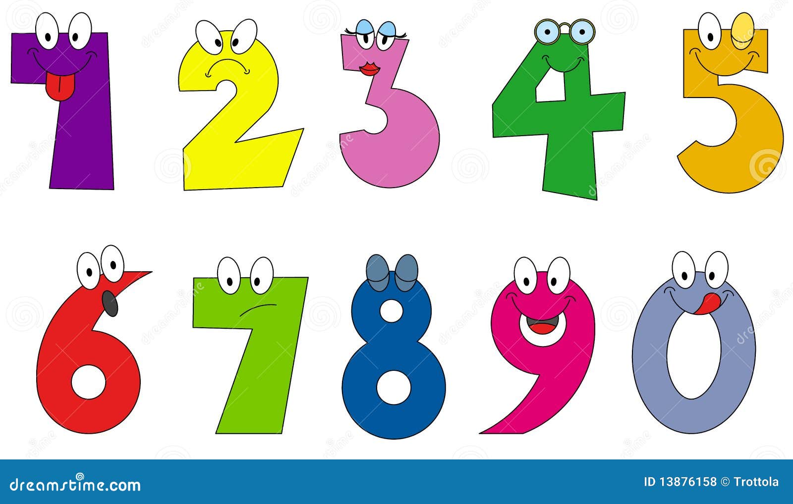 funny numbers cartoon style