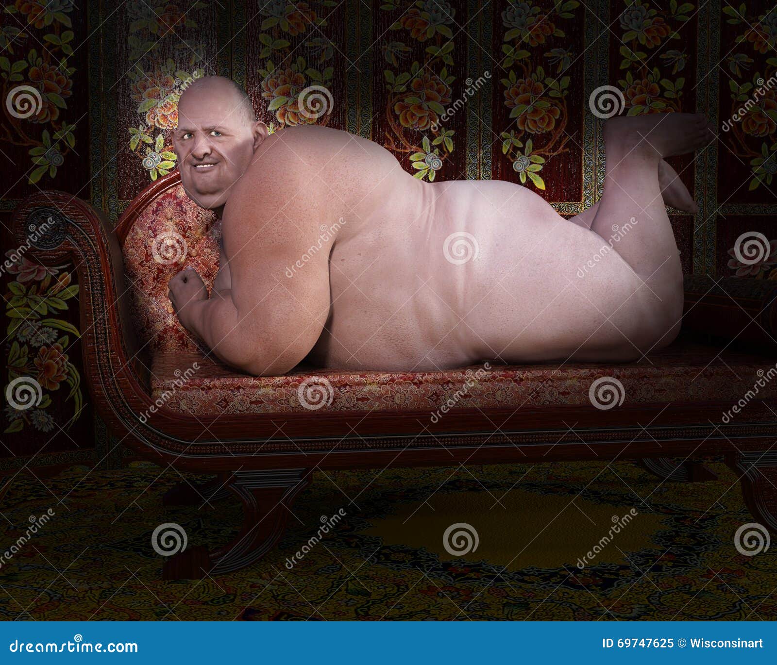 Funny Obese Nude Male Illustration Stock Image - Image of artistic,  obesity: 69747625