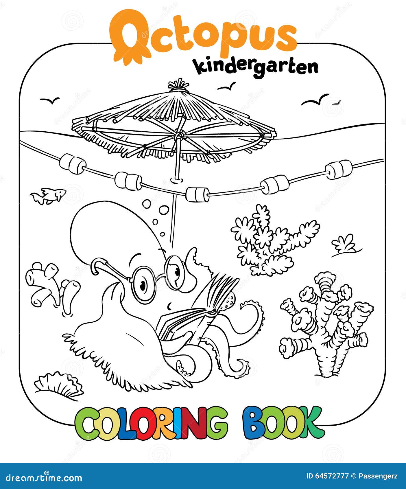 Funny Octopus Coloring Book Stock Vector Illustration Of