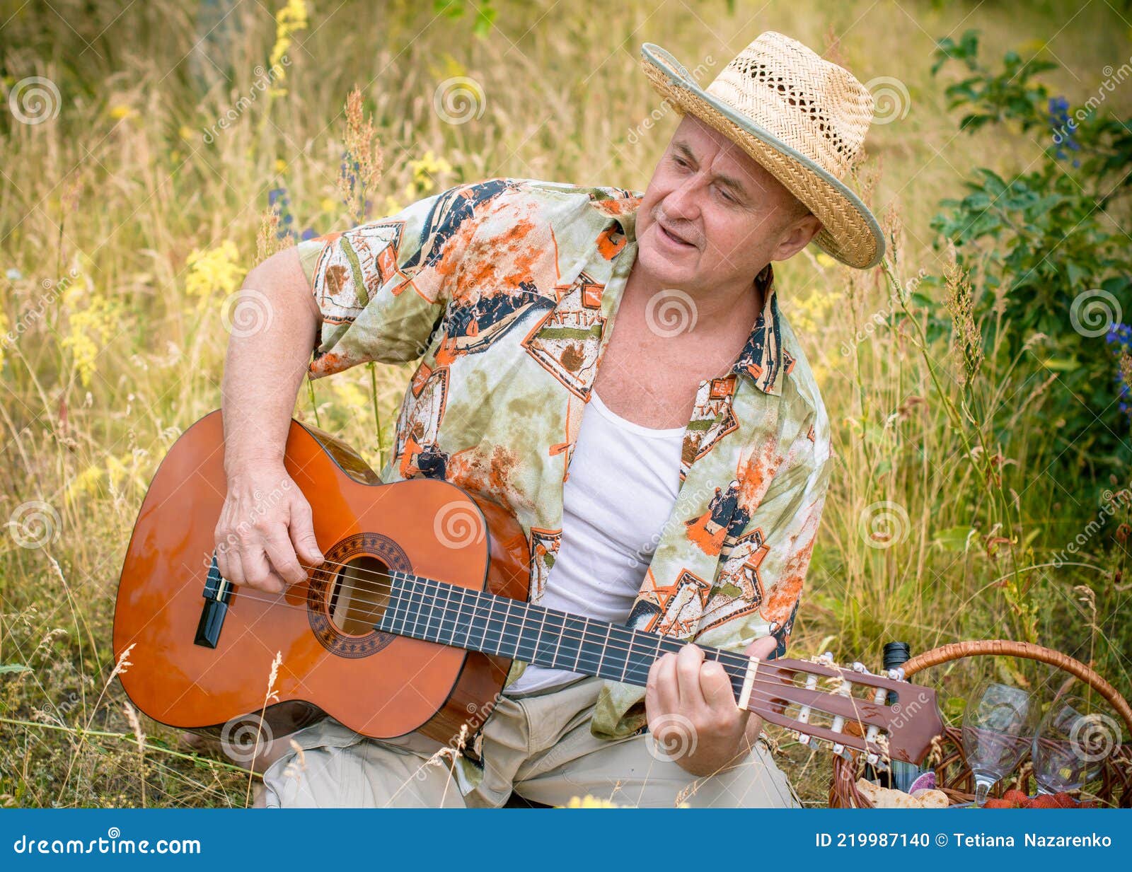 Funny Older Man in Print Shirt Tourist Playing Guitar Stock Photo - Image of nature, colored: 219987140 Funny Older Man in Print Shirt Tourist Playing Guitar Stock Photo - Image of nature, colored: 219987140