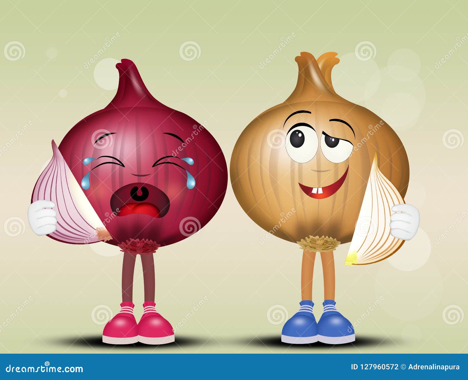 Funny onions couple stock illustration. Illustration of seasoning -  127960572