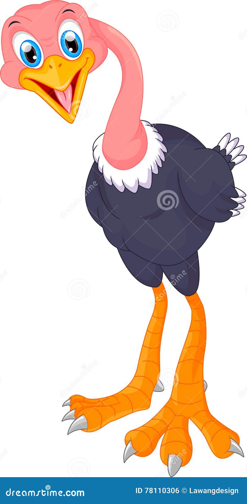 Funny ostrich cartoon stock vector. Illustration of graphic - 78110306