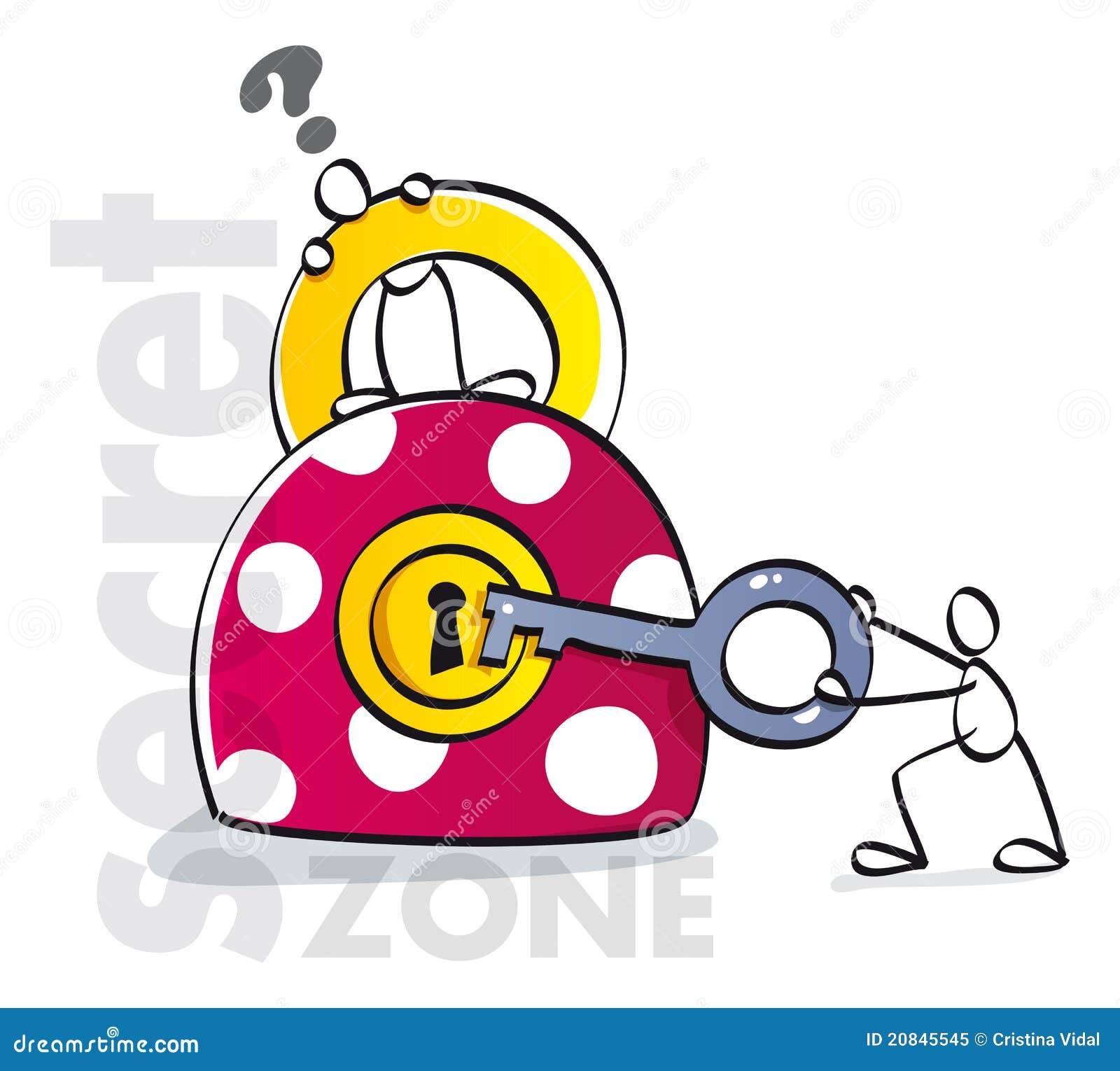 Funny padlock with key stock illustration. Illustration of safety
