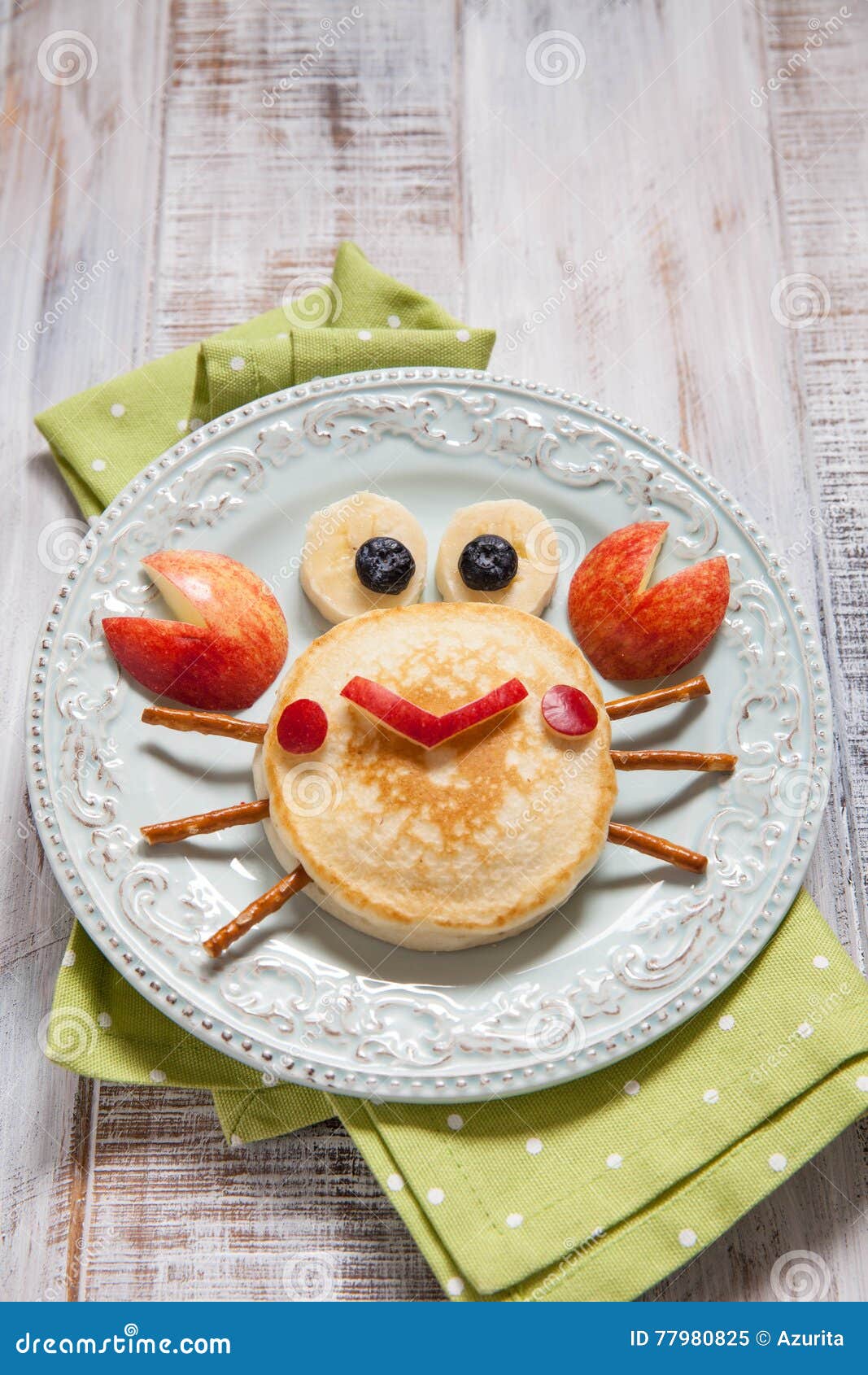 Funny Pancake Crab with Apple. Stock Image Image of easy, crab 77980825
