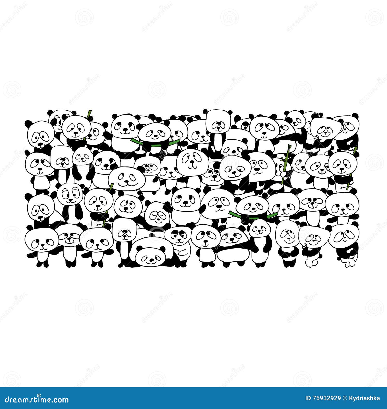 Familie 3D Lineal: Panda Bären Panda Family 