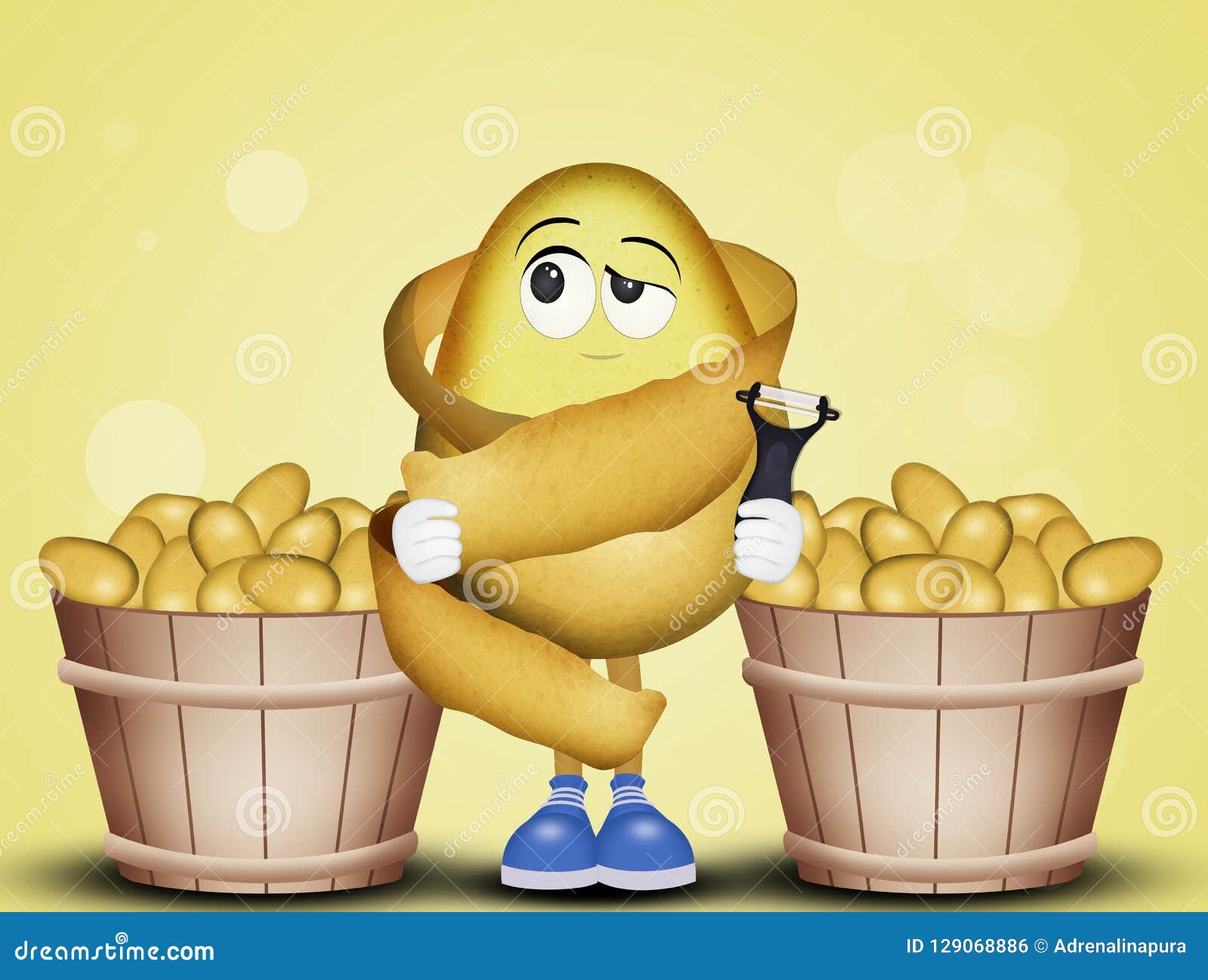 Funny peeled potatoes stock illustration. Illustration of peeler