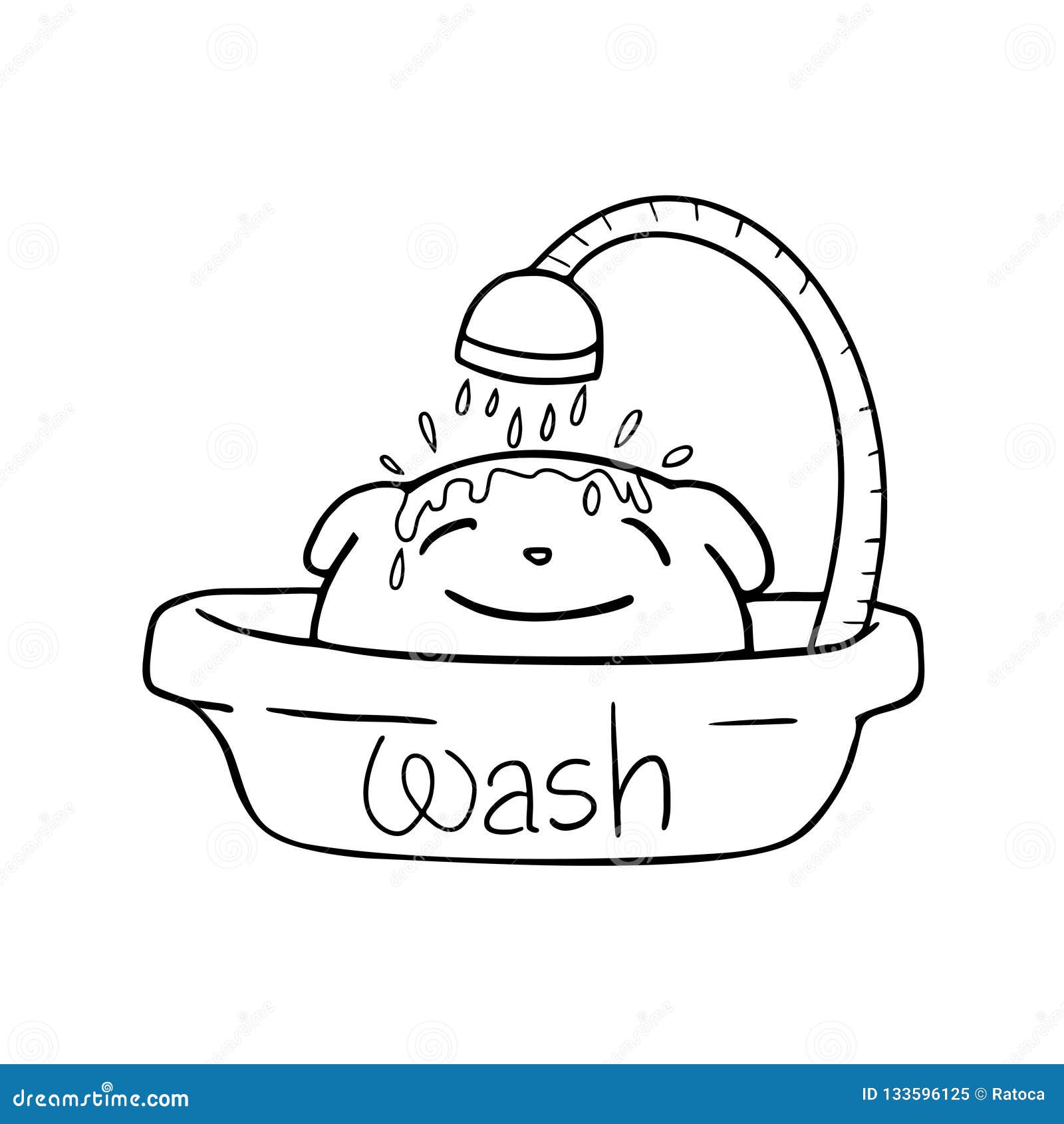 Funny pet in bathing time stock vector. Illustration of hair - 133596125