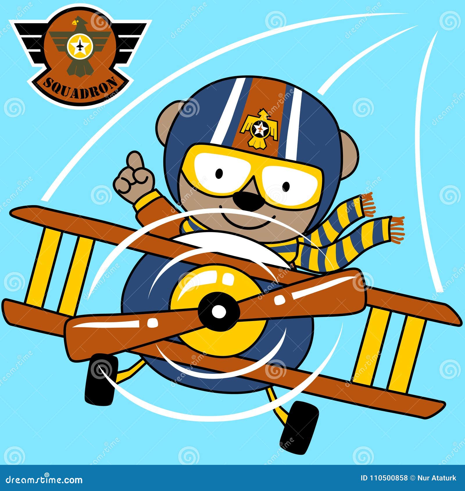 Funny Pilot Cartoon Vector with Flight Logo Stock Vector - Illustration of  classic, bear: 110500858