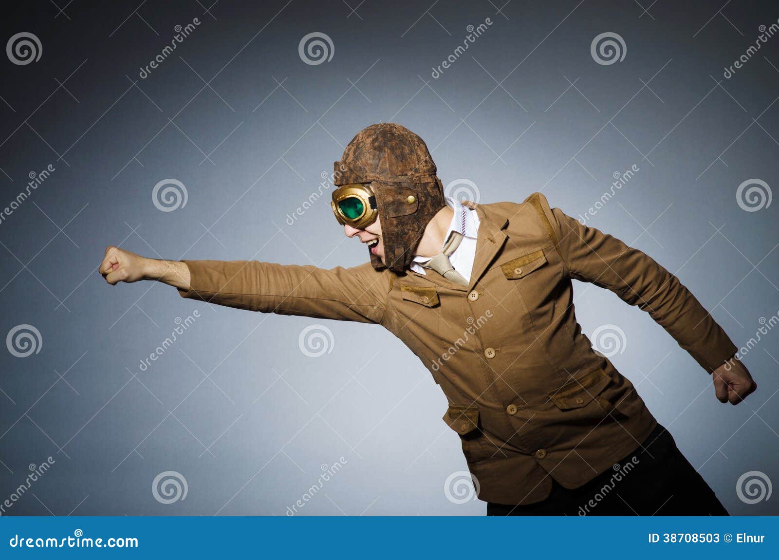 Funny pilot with goggles stock image. Image of helmet 38708503