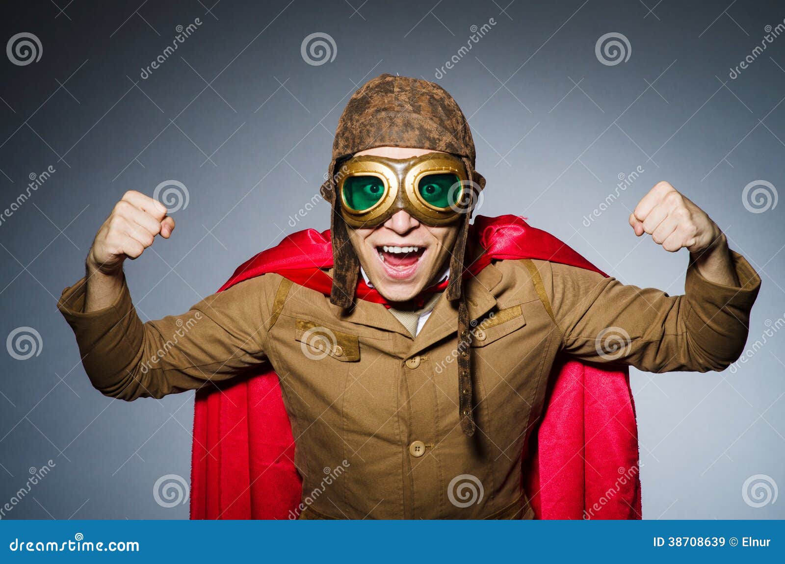 Funny pilot with goggles stock image. Image of classic 38708639