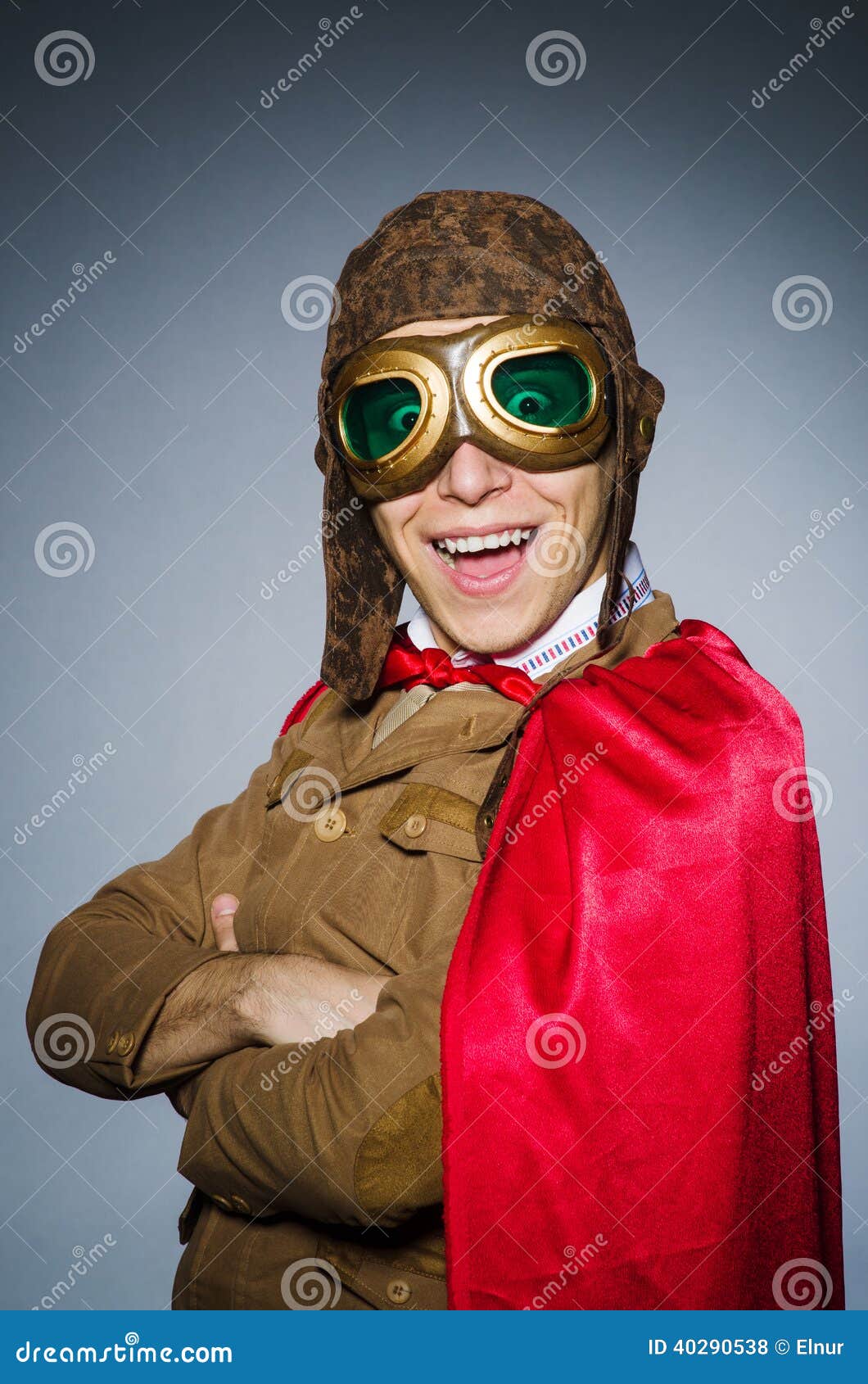 Funny pilot with goggles stock photo. Image of head, flight 40290538