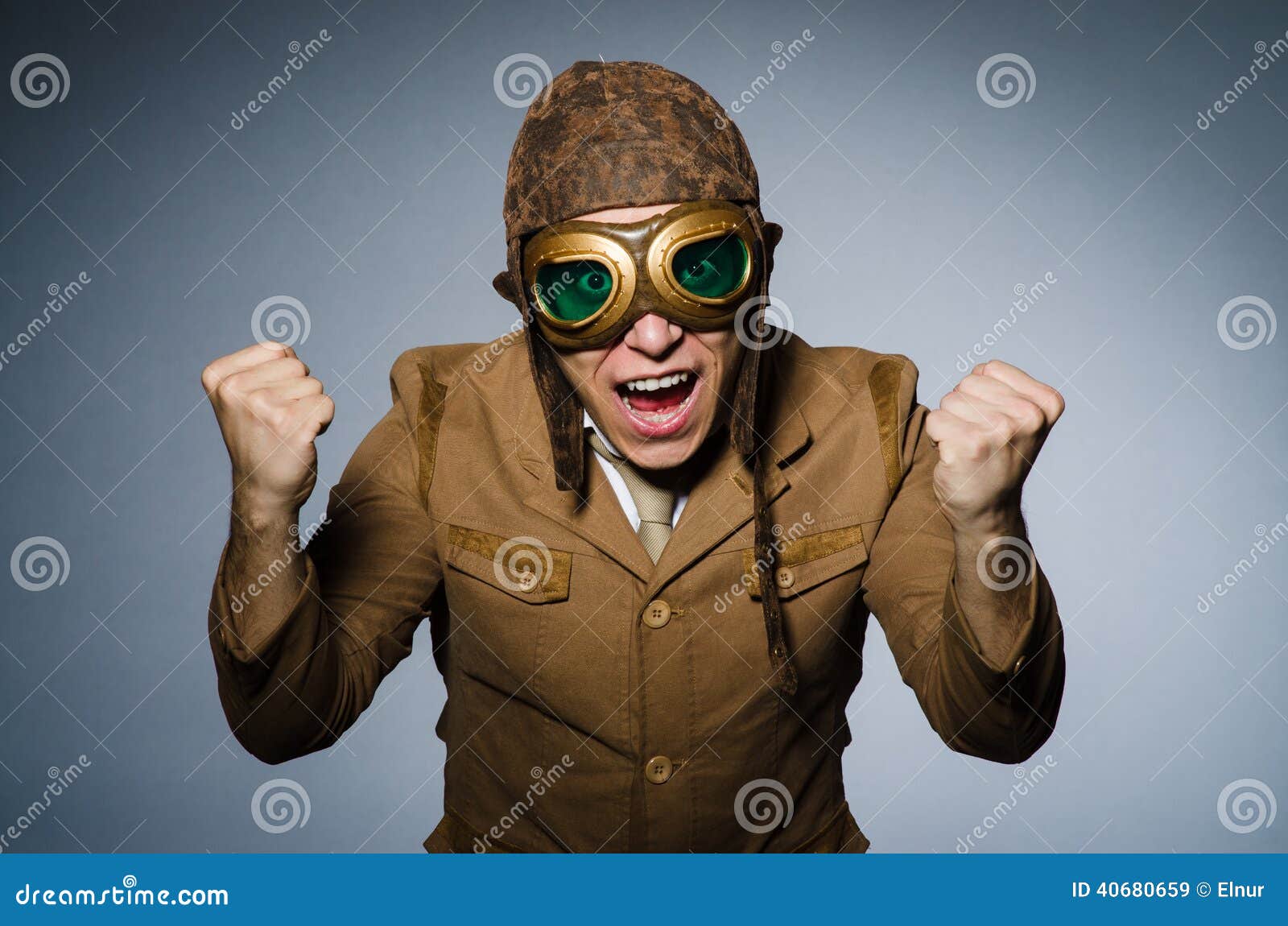 Funny pilot with goggles stock image. Image of military 40680659