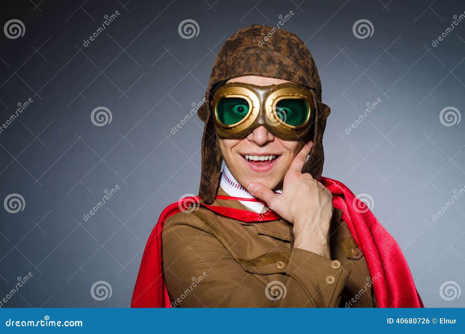 Funny pilot with goggles stock photo. Image of looking 40680726