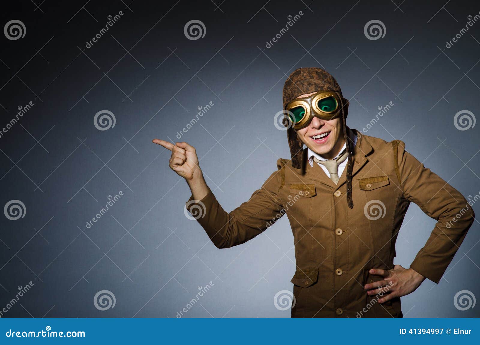 Funny pilot with goggles stock image. Image of head, military 41394997