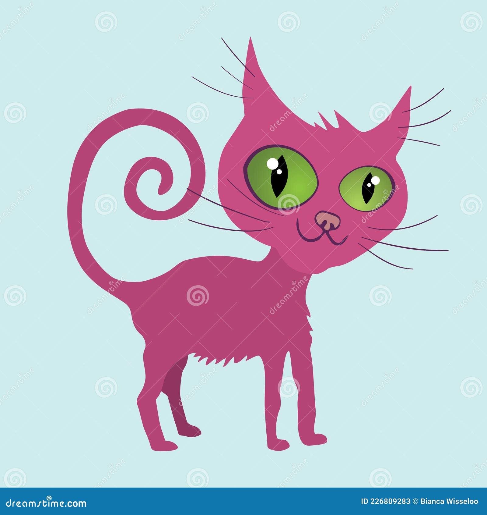 Funny Pink Cartoon Cat with Green Eyes Stock Vector - Illustration of funny, design: 226809283 Funny Pink Cartoon Cat with Green Eyes Stock Vector - Illustration of funny, design: 226809283