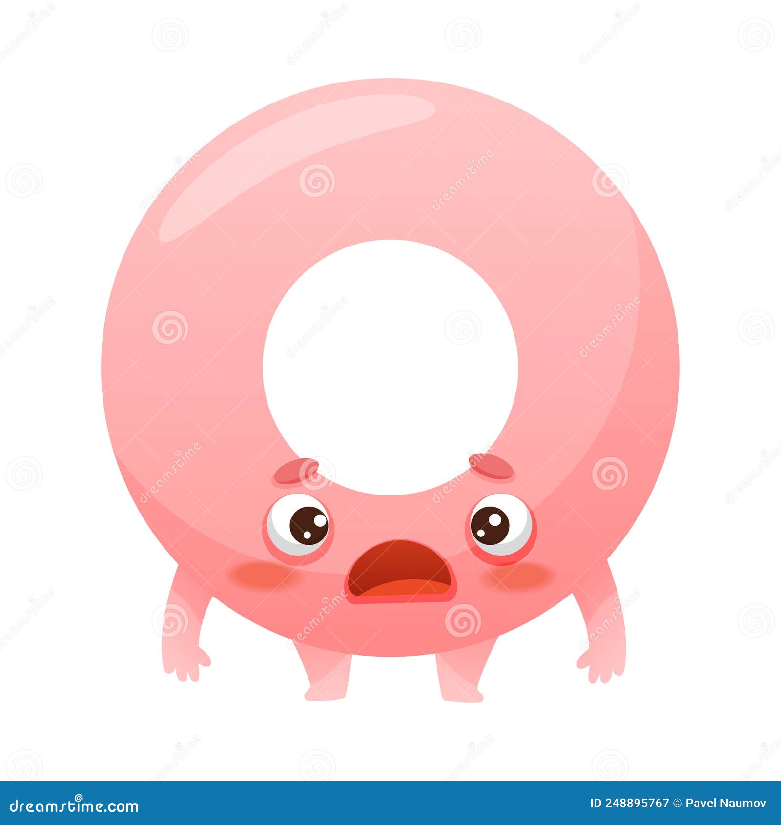 Funny Pink Circle As Geometric Shape Character with Shocked Face