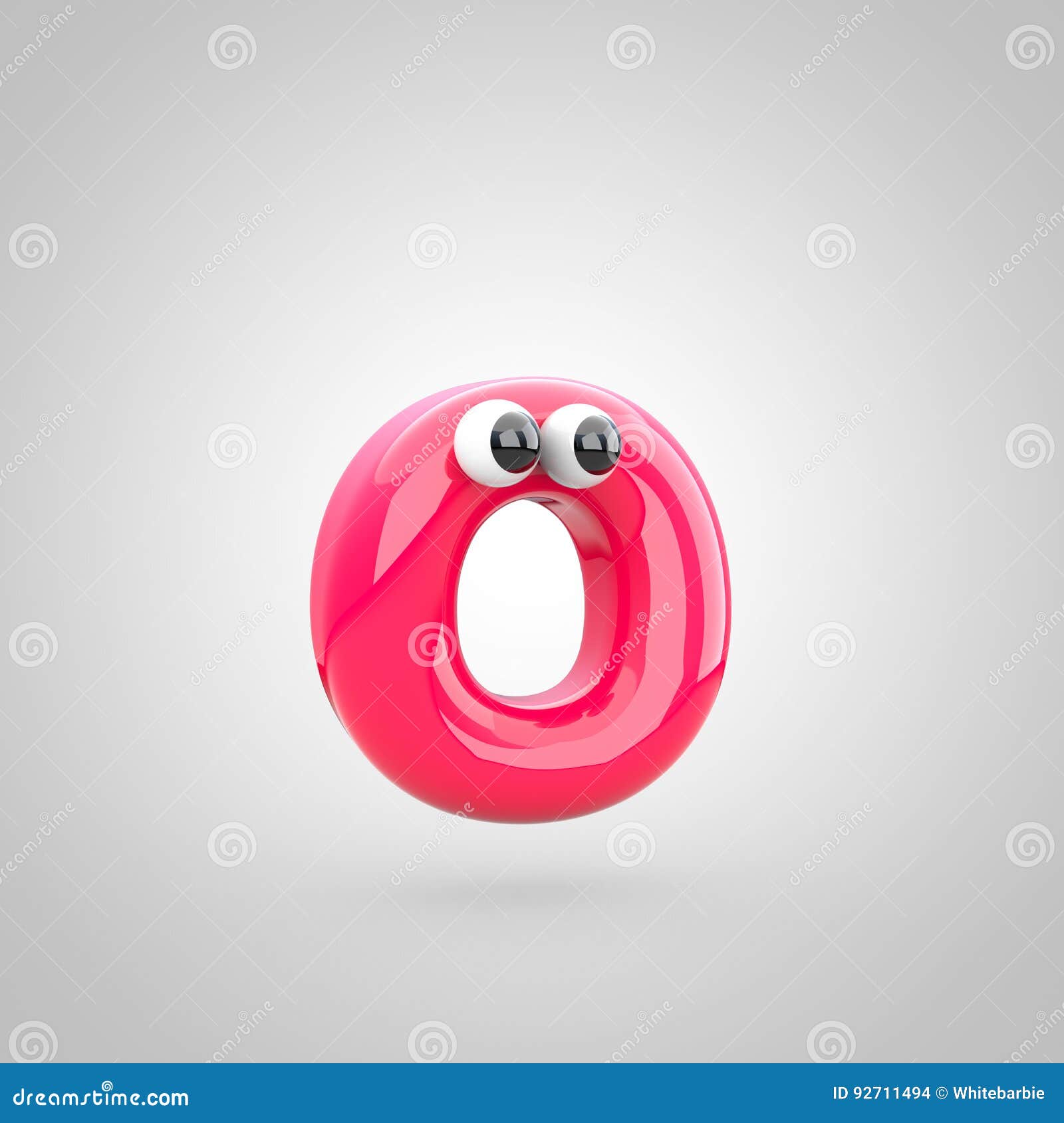 Funny Pink Letter O Lowercase With Eyes Stock Illustration