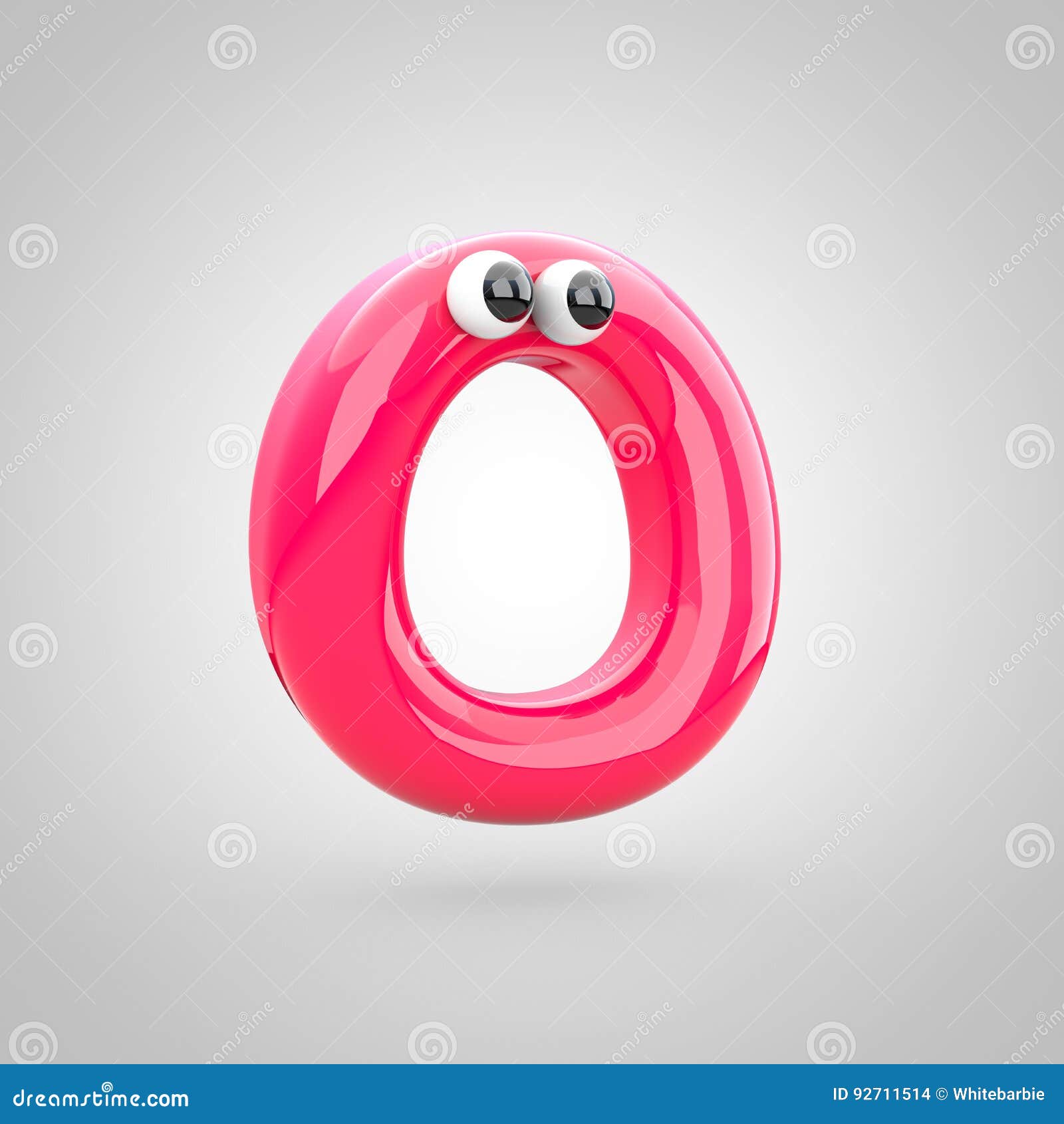 Funny Pink Letter O Uppercase With Eyes Stock Illustration