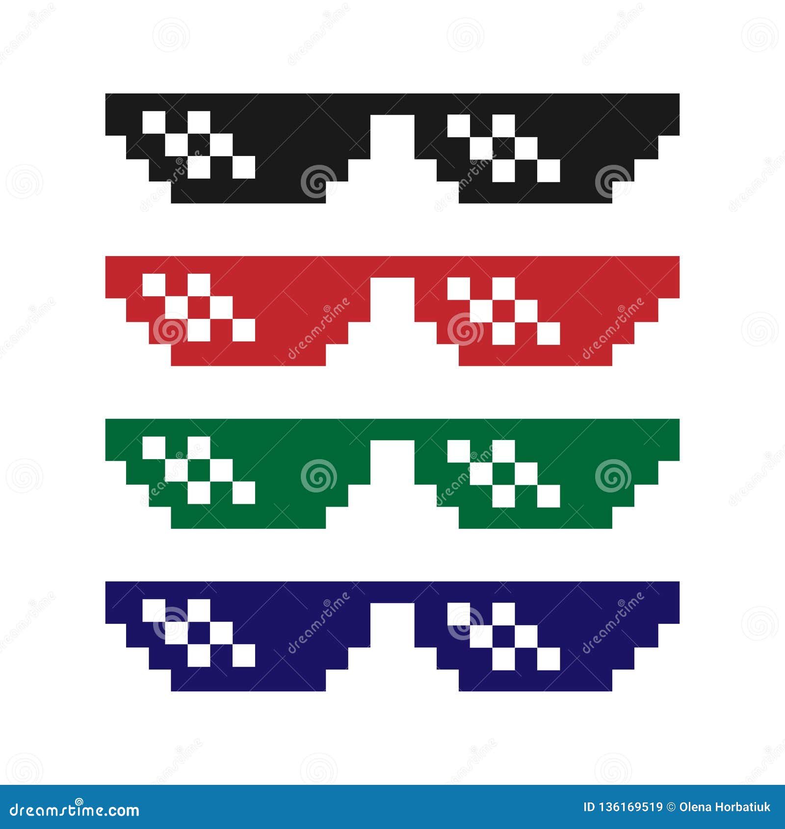 Funny Pixelated Boss Sunglasses. Gangster, Thug Glasses and Cigar Set ...