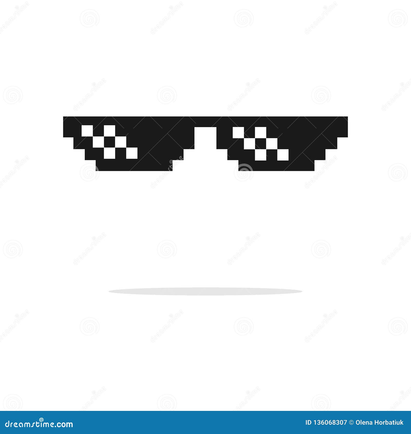 funny pixelated boss sunglasses. gangster, thug glasses and cigar set.  of glasses pixel and cigarette 8bit