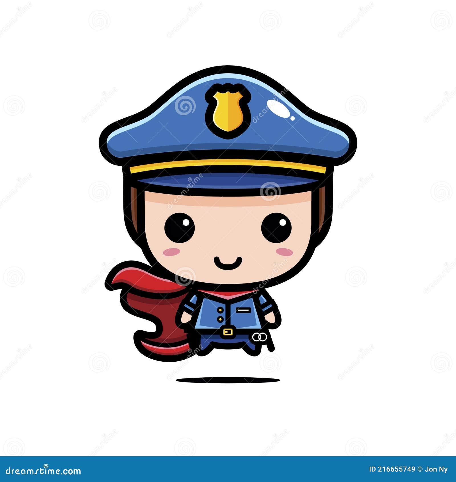 Funny Police Cartoon Characters Wearing Full Police Costumes Become Heroes  Stock Vector - Illustration of characters, blue: 216655749