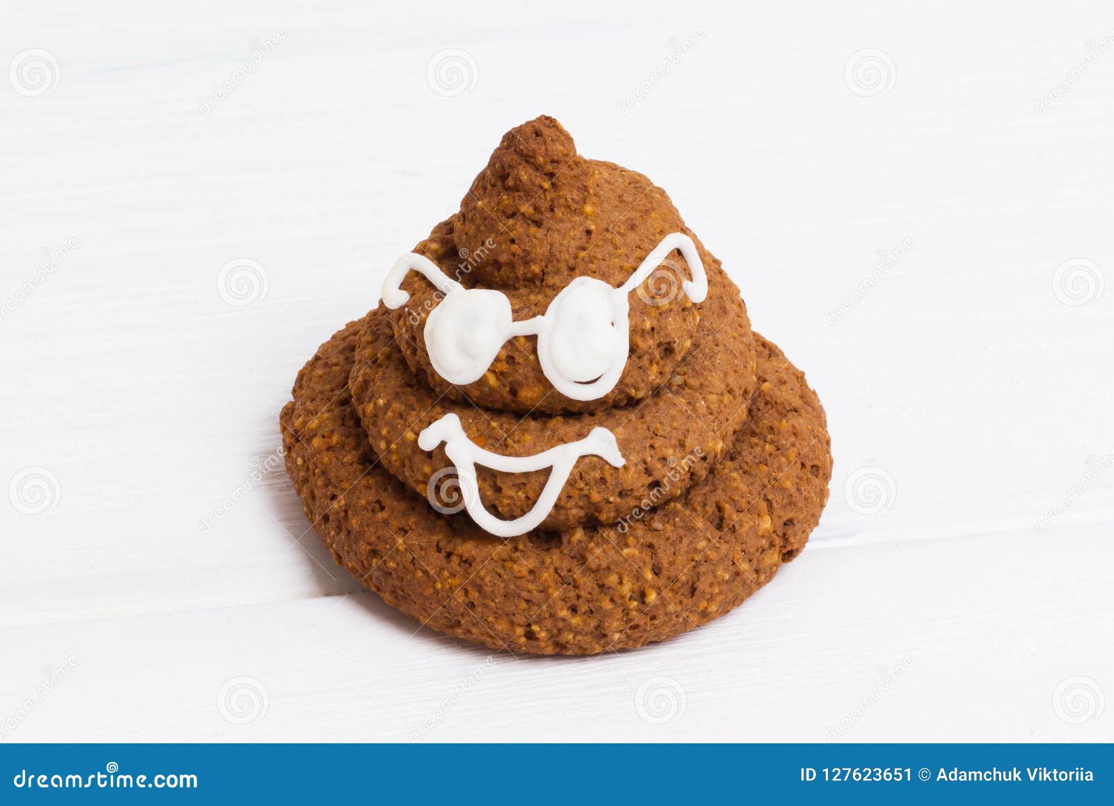 Funny Poop Emoji Chocolate Cookie with White Decor and Glasses. Cute Food  Dessert. Free Place for Text. Copyspace. Closedup Stock Image - Image of  celebration, emotion: 127623651