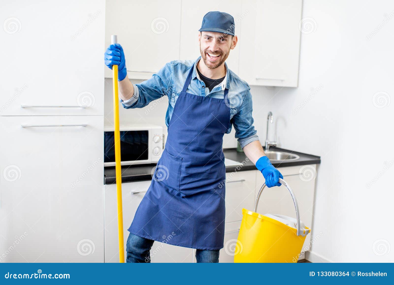 Funny Portrait of a Man As a Professional Cleaner Stock Photo - Image of  cleaners, bucket: 133080364