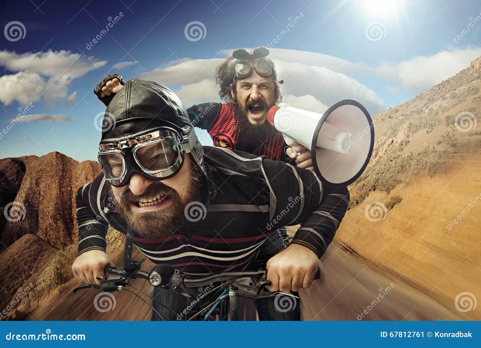 Funny Portrait of a Tandem of Cyclists Stock Image Image of contest, expression 67812761