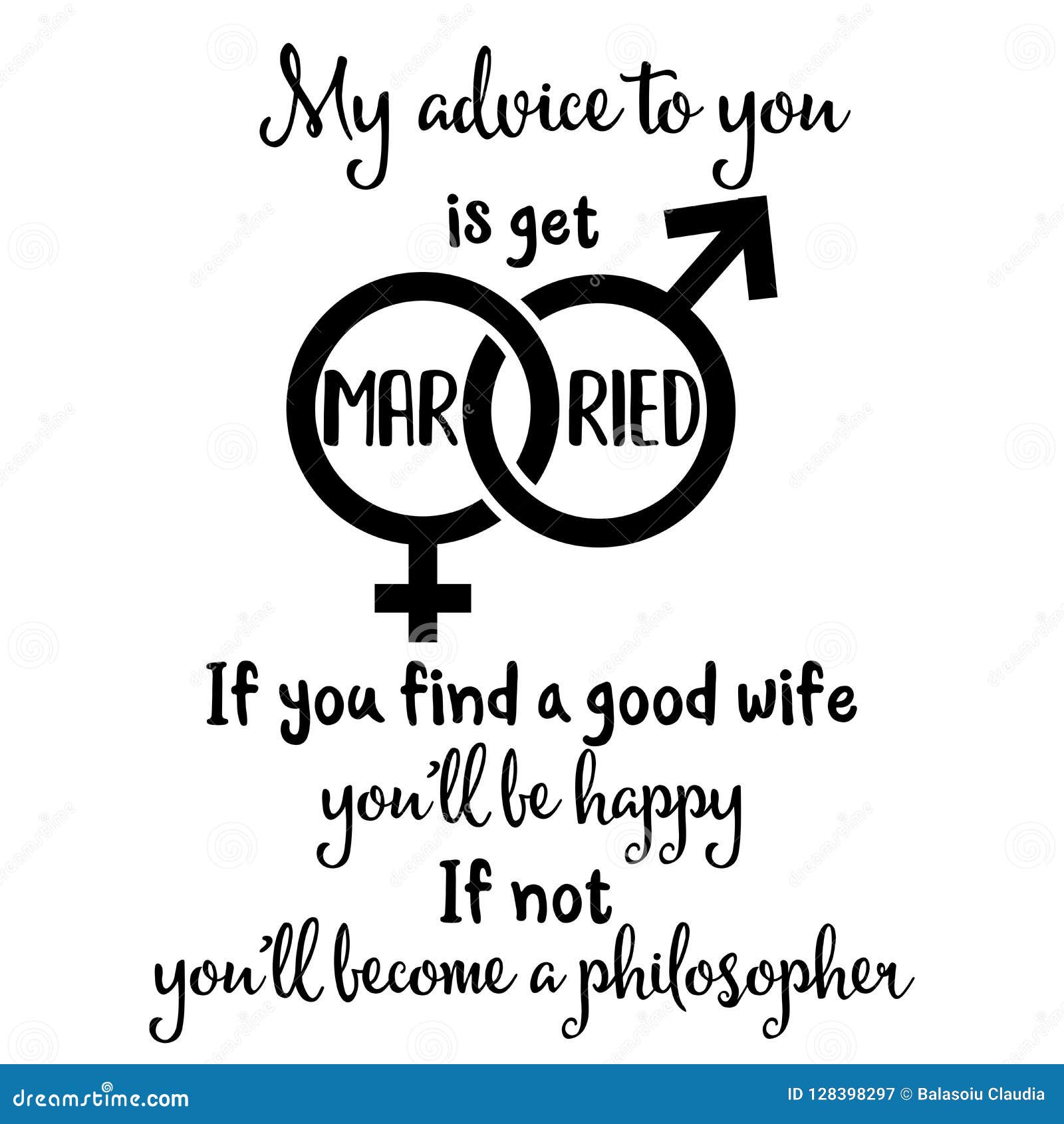 Funny quote about marriage stock vector. Illustration of inspirational -  128398297