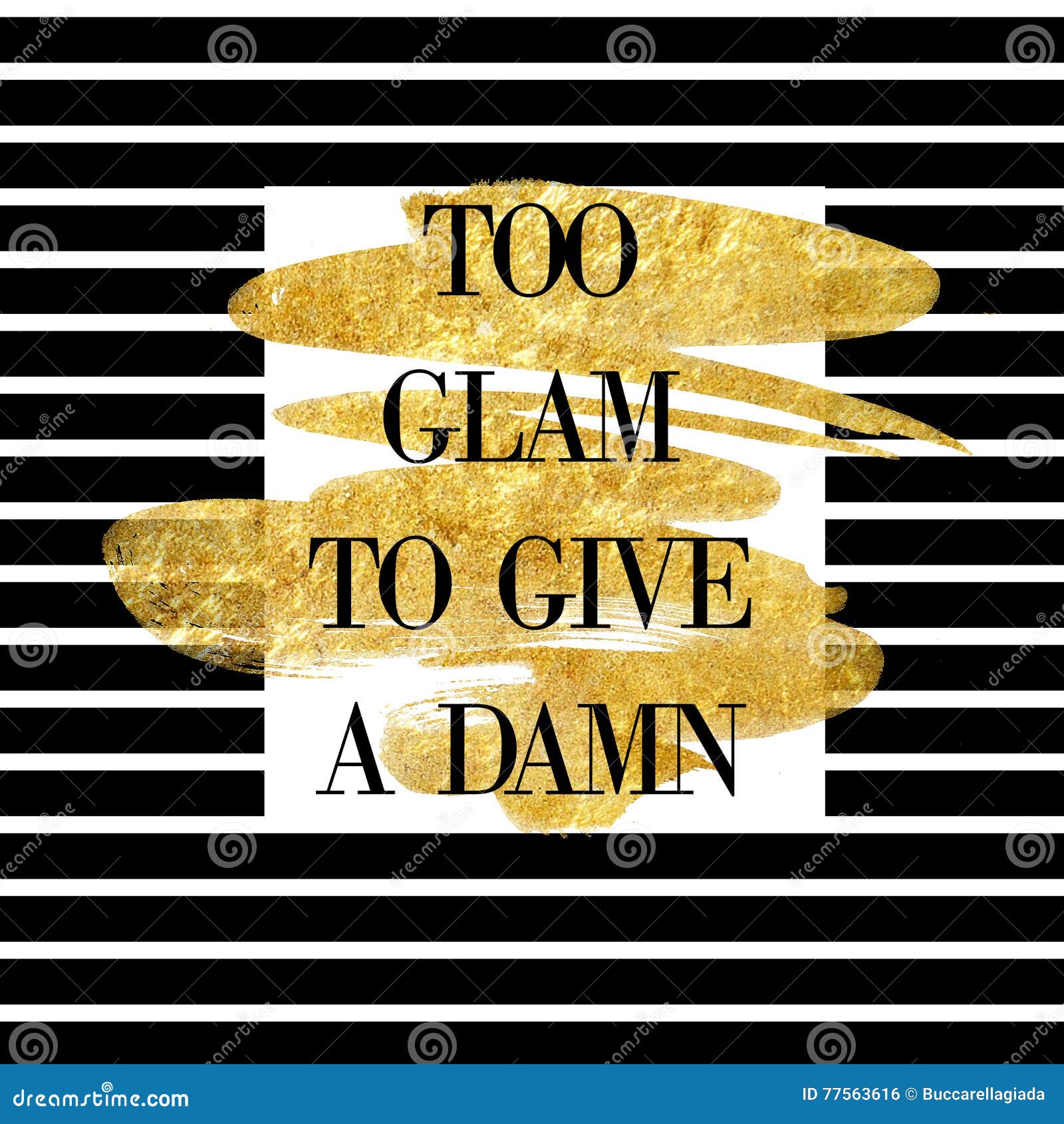Funny Quote on Striped Background and Gold Brush Stroke Stock Illustration Illustration of