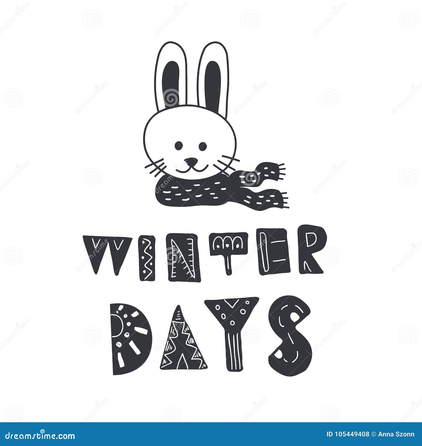 Funny Rabbit and Winter Quote. Nursery Art. Minimalist Scandinavian Style  Stock Vector - Illustration of enjoy, cloth: 105449408