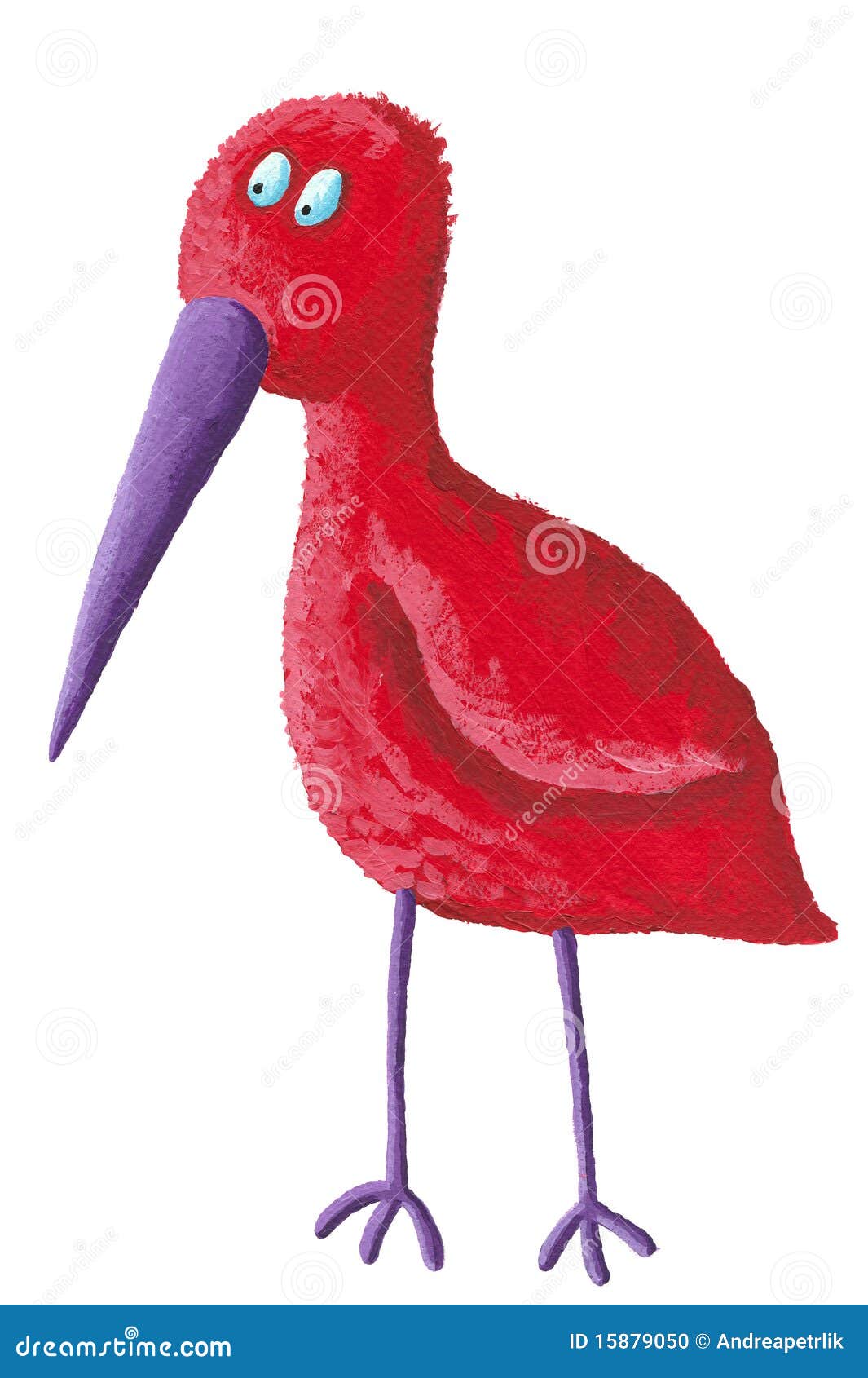 funny red bird with purple beak