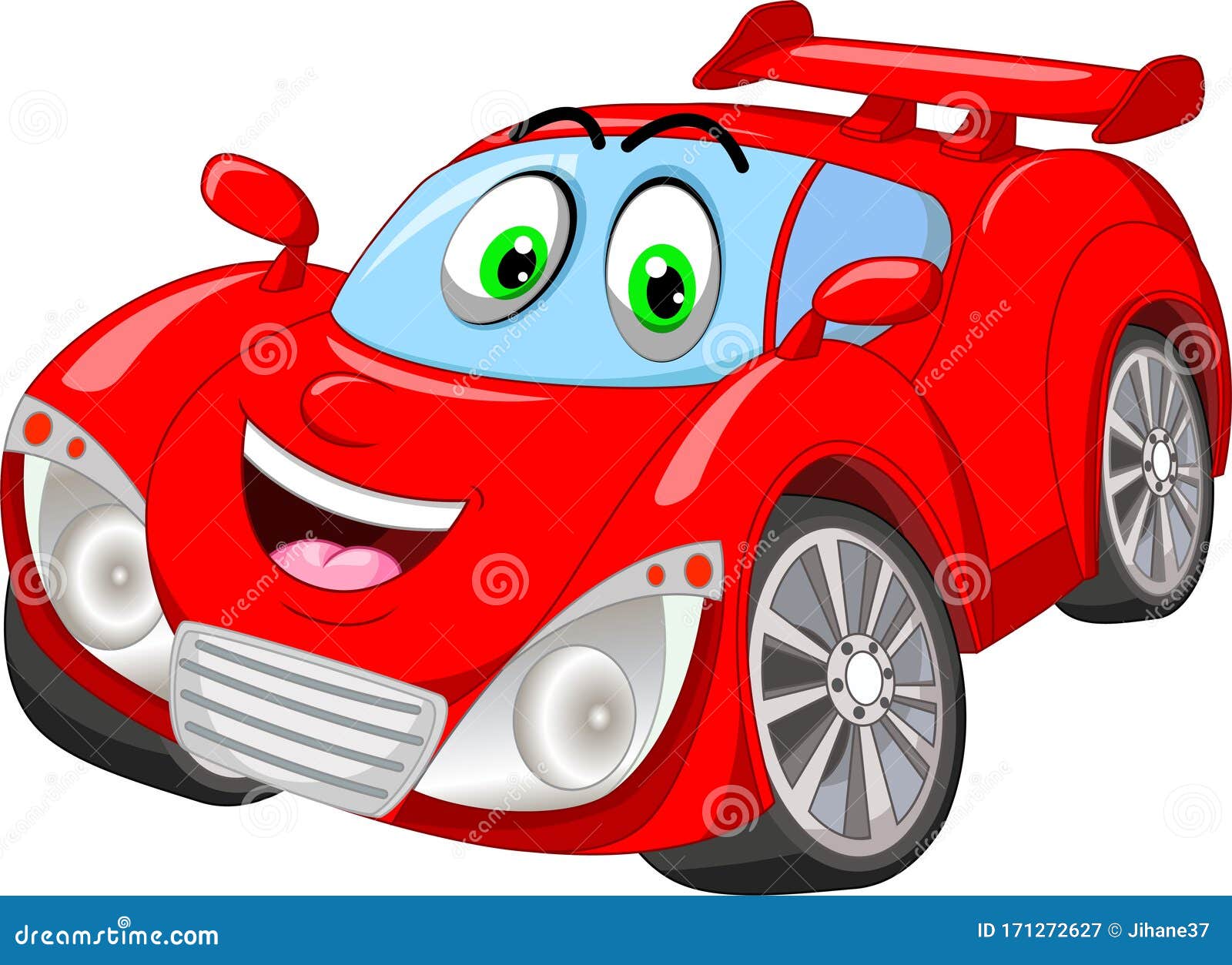 Funny Red Sport Race Car Cartoon Stock Illustration - Illustration of  object, mess: 171272627