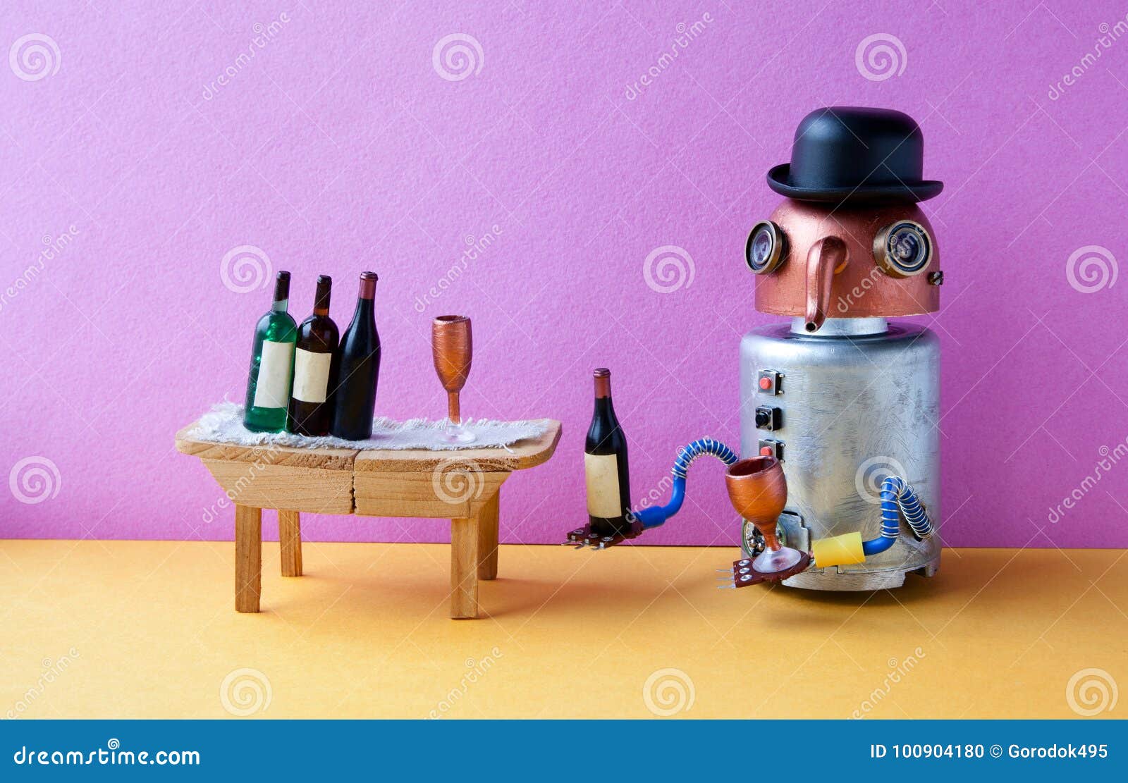 Funny Robot Alcoholic Gets Drunk. Wine Party Event Concept. Creative ... Funny Party Time Images