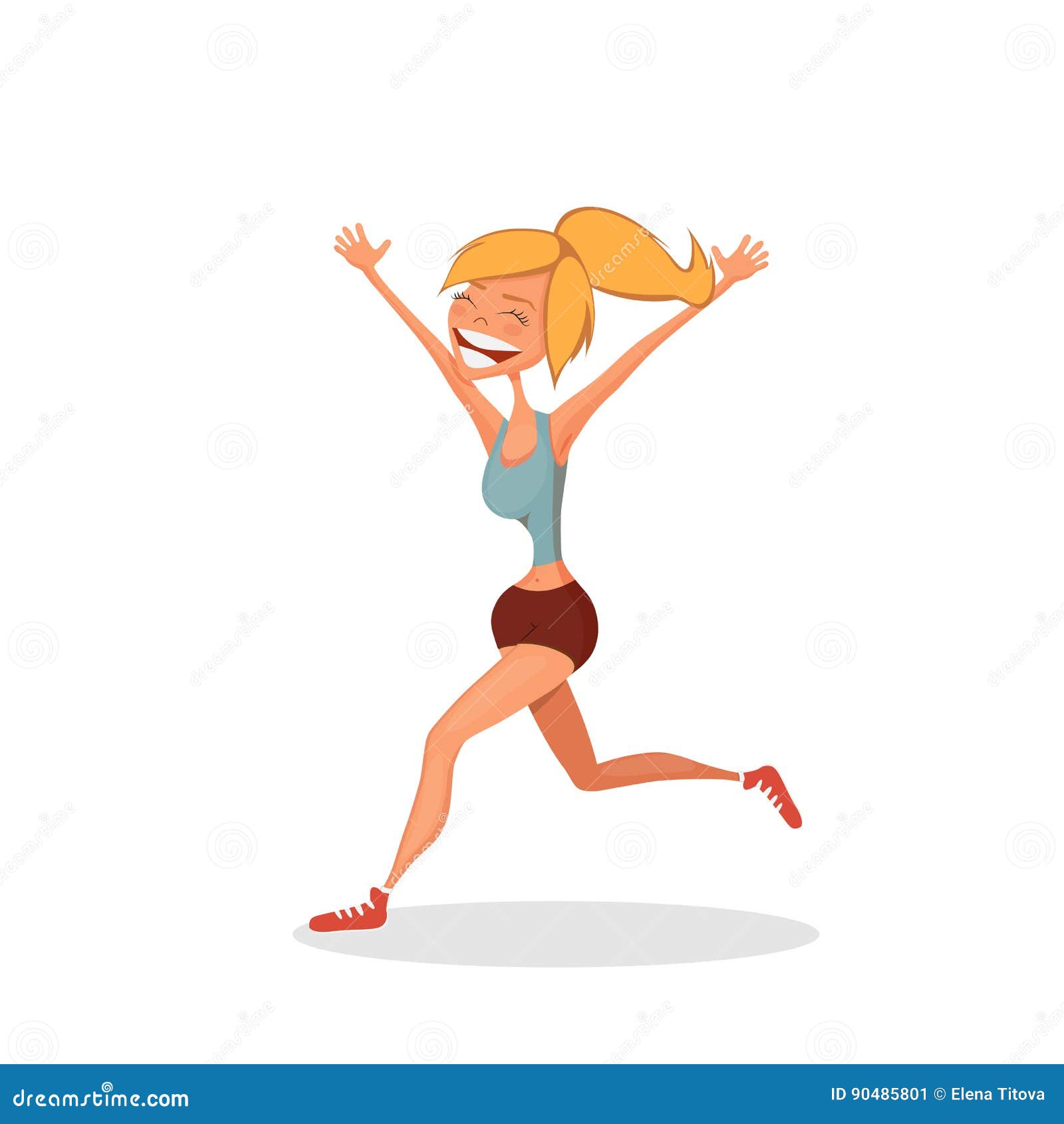 Funny Running Girl. Cartoon Vector Isolated Character Stock Vector -  Illustration of runner, fitness: 90485801